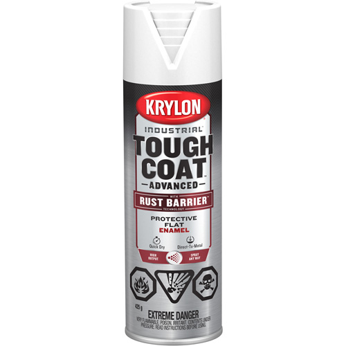 Peinture Tough Coat avec technologie Rust Barrier, Blanc, Plat, 425 g, Canette a&eacute;rosol Fastek