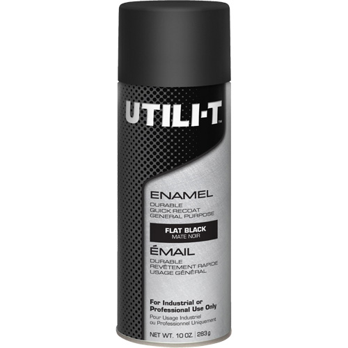 Peinture-&eacute;mail en a&eacute;rosol polyvalent UTILI-T, Noir, Plat, 10 oz/283 g, Canette a&eacute;rosol Fastek