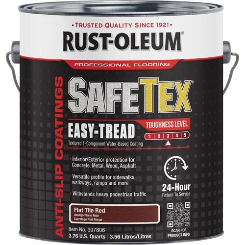 SafeTex&reg; Easy-Tread Acrylic Coating, 1 gal., Water-Based, Flat/Textured, Red Fastek