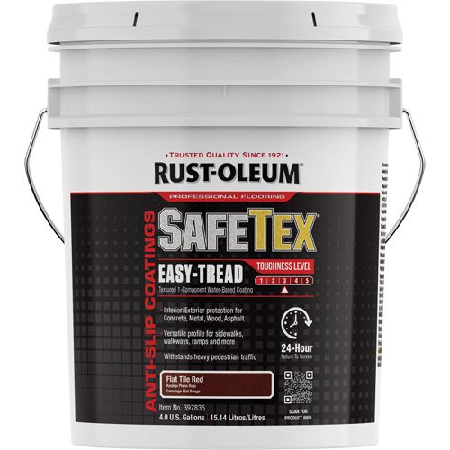 SafeTex&reg; Easy-Tread Acrylic Coating, 4 gal., Water-Based, Flat/Textured, Red Fastek