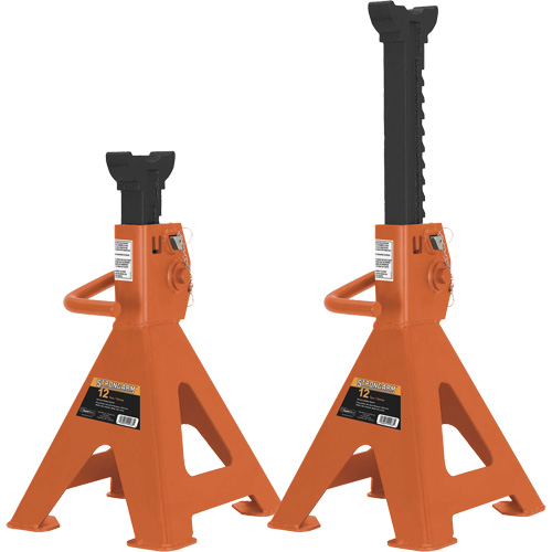 872B Jack Stands, Locking Handle/Ratchet, 12 Ton(s) Capacity, 19-1/4" - 28-1/3" H Fastek