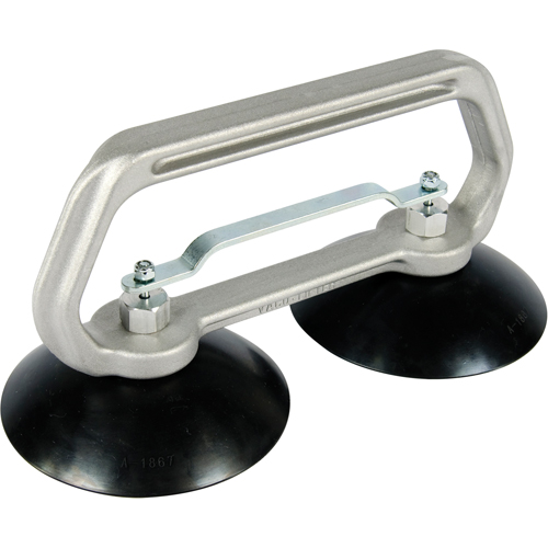 Vacuum Cups - Heavy-Duty Double Cup, 75 lbs. Capacity, 5", Pull-bar, 10" Handle Length Fastek