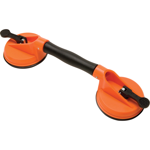 Manually Operated Hand Vacuum Cups - Double Handcup-Swivel, 50 lbs. Capacity, 4-5/8", Lever, 13" Handle Length Fastek