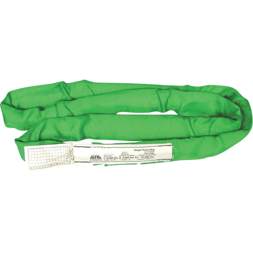 Round Slings, Green, 2" W x 4' L, 6000 lbs. Vertical Load Fastek