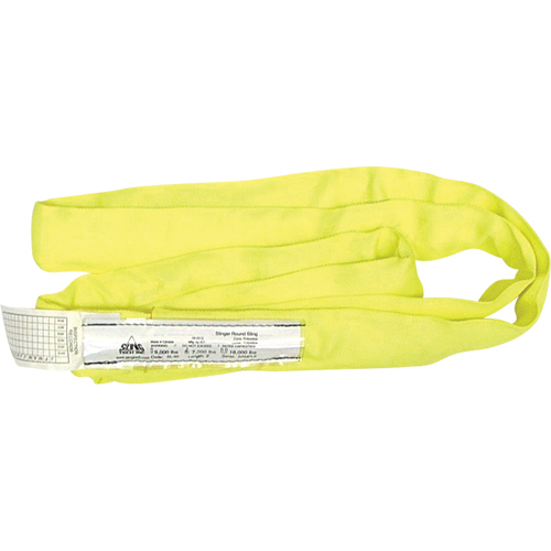 Slinger Polyester Round Sling, Yellow, 1" W x 12' L, 9000 lbs. Vertical Load Fastek