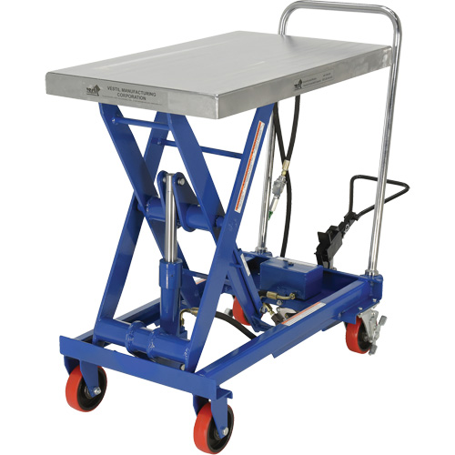 Pneumatic Hydraulic Scissor Lift Table, Steel, 32-1/2" L x 19-3/4" W, 1000 lbs. Cap. Fastek