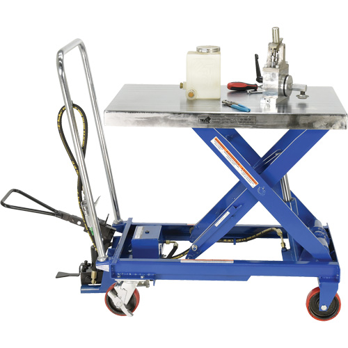 Pneumatic Hydraulic Scissor Lift Table, Steel, 32-1/2" L x 19-3/4" W, 1000 lbs. Cap. Fastek