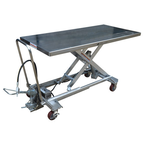 Pneumatic Hydraulic Scissor Lift Table, Stainless Steel, 63" L x 31-1/2" W, 1000 lbs. Cap. Fastek