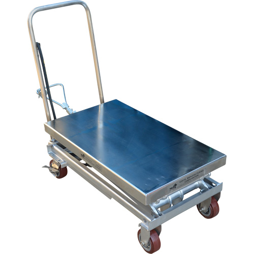 Pneumatic Hydraulic Scissor Lift Table, Stainless Steel, 35-1/2" L x 20" W, 800 lbs. Cap. Fastek
