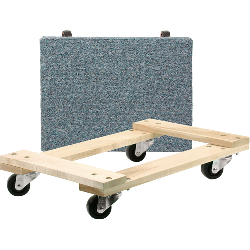 Wood Dollies - Medium-Duty, Polyolefin Wheels, 900 lbs. Capacity, 18" W x 24" D x 7" H Fastek