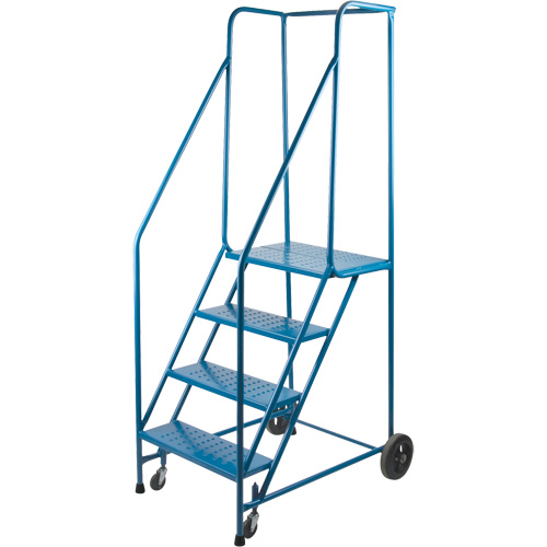 CSA-Certified Rolling Step Ladder, 4 Steps, 22" Step Width, 37" Platform Height, Steel Fastek