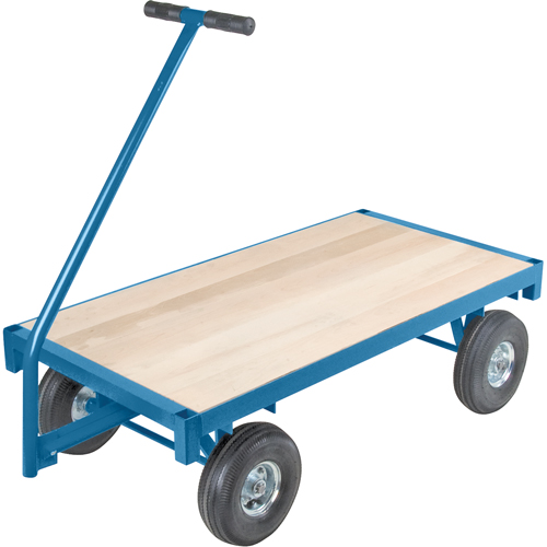 Ergonomic Platform Wagon Trucks, 36" W x 72" L, 45" Handle, 1000 lbs. Capacity, 10" Wheel Dia., Pneumatic Wheels Fastek