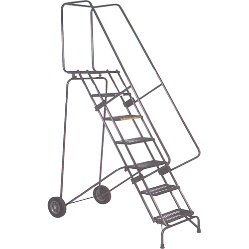 Fold-N-Store Rolling Ladders, 6 Steps, Perforated, 60" High Fastek