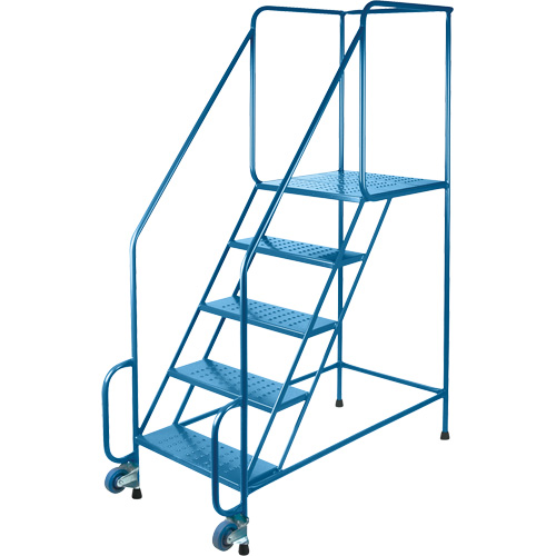 Tilt-N-Roll Ladders, Steel, 5 Steps, 22" Wide, 24" D x 47" H Top Step Fastek