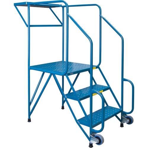 Mechanics/Maintenance Rolling Ladder, Steel, 3 Steps, 28" Platform Height Fastek