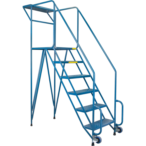 Mechanics/Maintenance Rolling Ladder, Steel, 6 Steps, 57" Platform Height Fastek