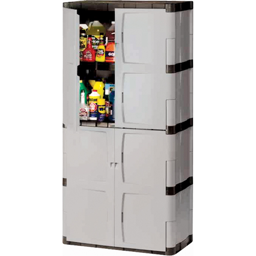 Armoire robuste, Plastique, 3 Tablettes, 72" h x 36" la x 18" P, Mica et charbon Fastek