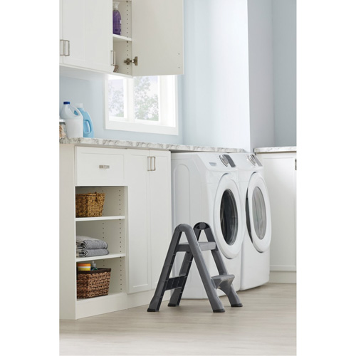 Folding Step Stool, 2 Steps, 19-1/2" x 20-1/2" x 22-3/4" High Fastek