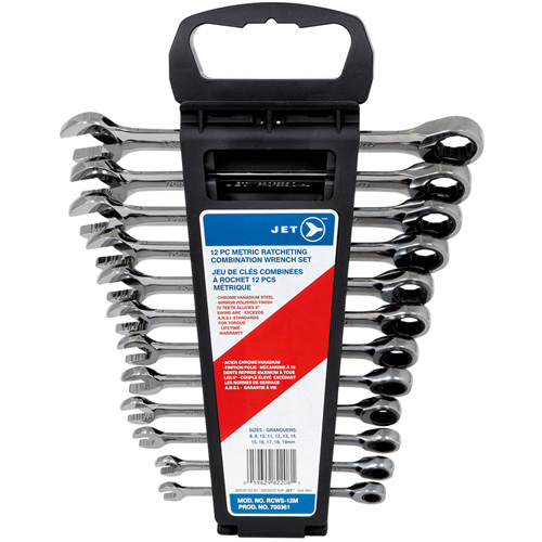 Jeu de cl&eacute;s mixtes m&eacute;triques &agrave; rochet &agrave; motif long 12 mcx, Poign&eacute;e Ordinaire Fastek