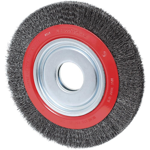 101G-2C Crimped Wire Wheel, 8" Dia., 0.02" Fill, 1/2" - 2" Arbor Fastek