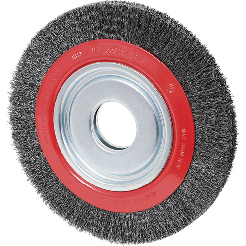 Crimped Wire Wheel, 6" Dia., 0.02" Fill, 1/2"/2"/5/8" Arbor Fastek