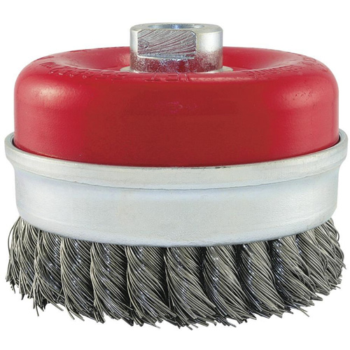 Knot Banded Cup Brush, 5" Dia. x 5/8"-11 Arbor Fastek