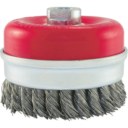 Knot Banded Cup Brush, 4" Dia. x 5/8"-11 Arbor Fastek