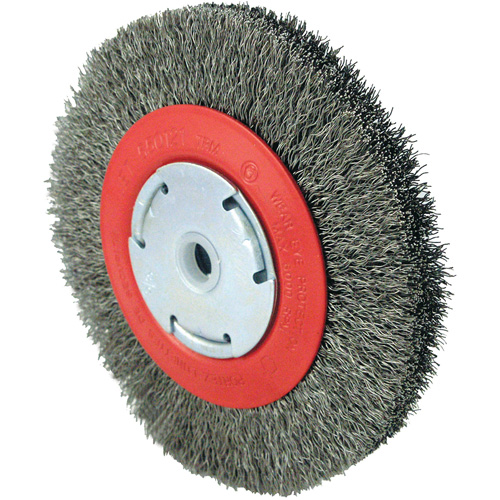 101F-2M Crimped Wire Brush, 6" Dia., 0.014" Fill, 1/2" - 2" Arbor Fastek