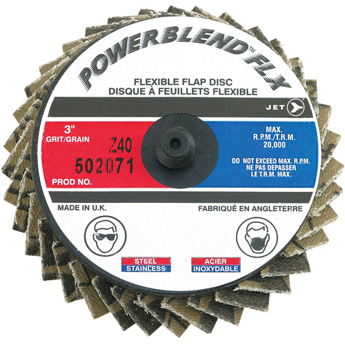 Powerblend FLX Roll-on Flap Disc, 3" x Type R, Z40 Grit, Zirconia Alumina Fastek