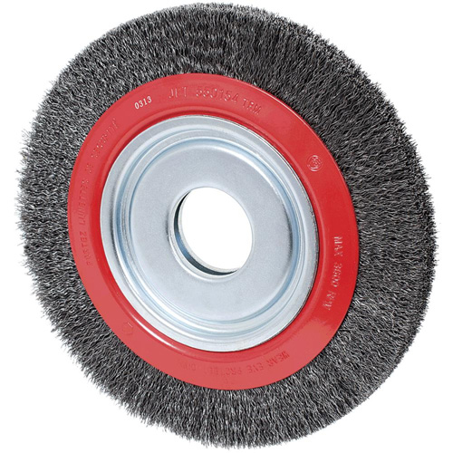 Crimped Wire Wheel, 8" Dia., 0.007" Fill, 1/2"/2"/5/8" Arbor Fastek