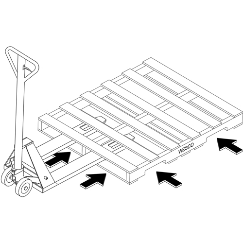 Transpalette hydraulique &agrave; 4 entr&eacute;es, 48" l x 7" la, Capacit&eacute; 4000 lb Fastek