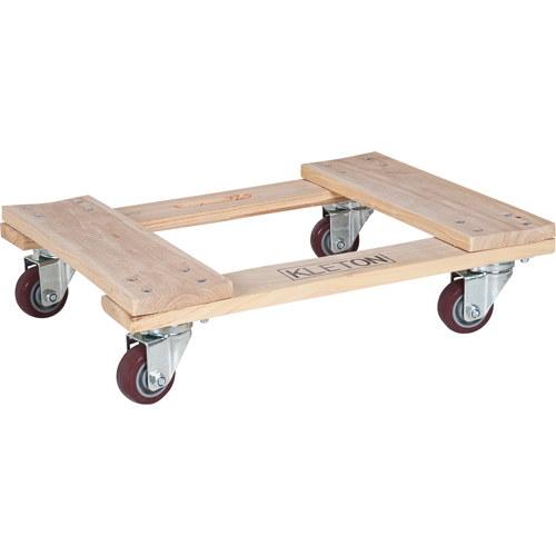 Hardwood Dolly, Polyurethane Wheels, 900 lbs. Capacity, 18" W x 24" D x 7" H Fastek