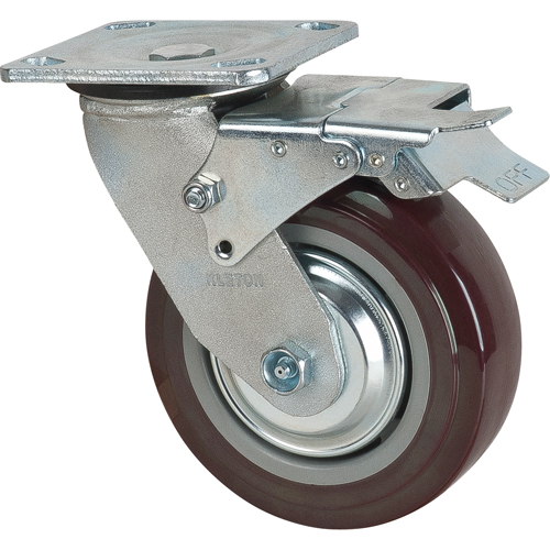 Roulette, Pivotant avec frein, 6" (152,4 mm), Polyur&eacute;thane, 850 lb (385 kg) Fastek