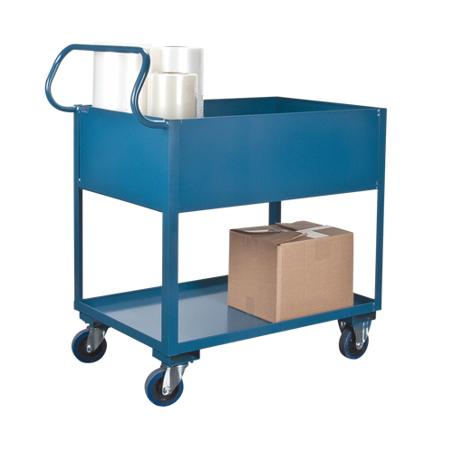 Chariots de service &agrave; bordure profonde, 2 Tiers, 24" la x 47" h x 36" p, Capacit&eacute; 1200 lb Fastek