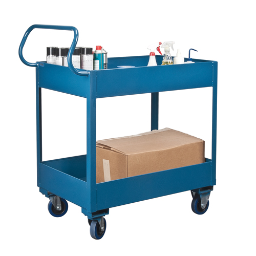 Deep Lipped Service Cart, 2 Tiers, 24" W x 47" H x 36" D, 1200 lbs. Capacity Fastek
