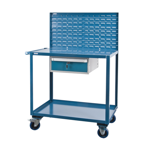 Mobile Service Cart, 2 Tiers, 24" W x 57" H x 40" D, 1200 lbs. Capacity Fastek
