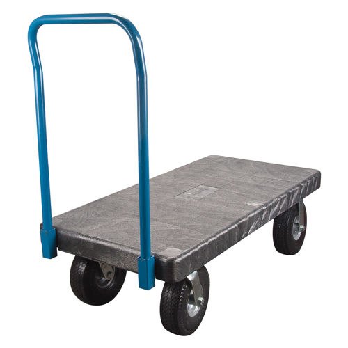 Plastic Platform Truck, 48" L x 24" W, 1000 lbs. Cap., Pneumatic Wheels Fastek