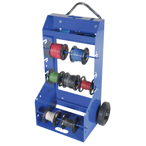 Portable Wire Reel Caddy, Steel, 4 Rod, 29" W x 47-5/16" H x 21-7/8" D, 300 lbs. Capacity Fastek