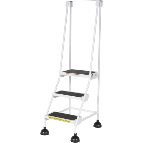 Stop-Step Ladders, 3 Steps, 16" Step Width, 28-11/16" Platform Height, Steel Fastek
