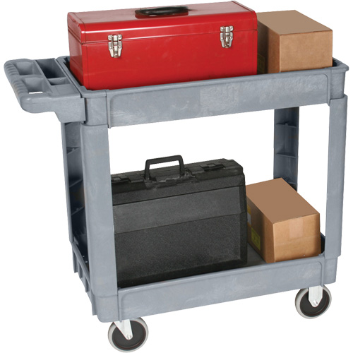 Deluxe Utility Cart, 2 Tiers, 25" x 35-1/2" x 43.5"/43-1/2", 550 lbs. Capacity Fastek