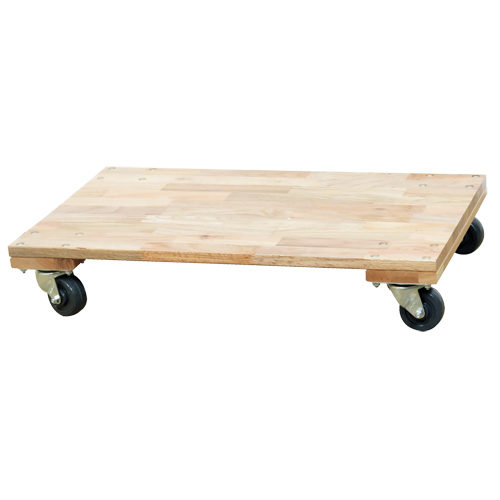 Solid Platform Wood Dolly, Rubber Wheels, 900 lbs. Capacity, 18" W x 30" D x 6" H Fastek