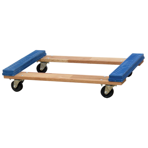 Open Deck Rubber Ends Dolly, Wood Frame, 18" W x 30" D x 6" H, 900 lbs. Capacity Fastek
