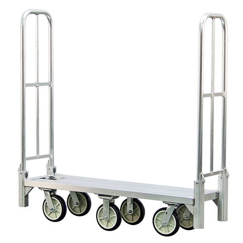 Aluminum U-Boat Folding Bulk Delivery Cart, 18" W x 61" L, 1200 lbs. Cap., Polyurethane Wheels Fastek