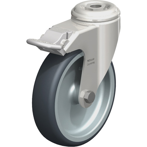 Stainless Steel Thermoplastic Elastomer Caster, Swivel with Brake, 5" (127 mm) Dia., 265 lbs. (120 kg.) Capacity Fastek