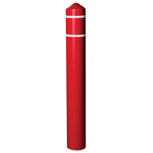 Smooth Bollard Cover With Reflective Stripes, 8" Dia. x 56" L, Red Fastek