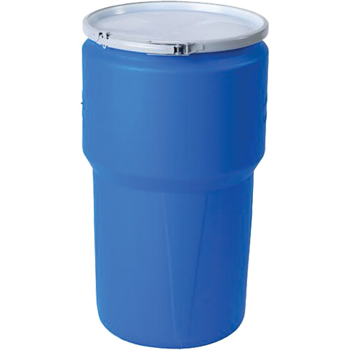 Baril emboîtable en poly&eacute;thyl&egrave;ne, 14 gal. US (11,7 gal. imp.), Dessus ouvert, Bleu Fastek
