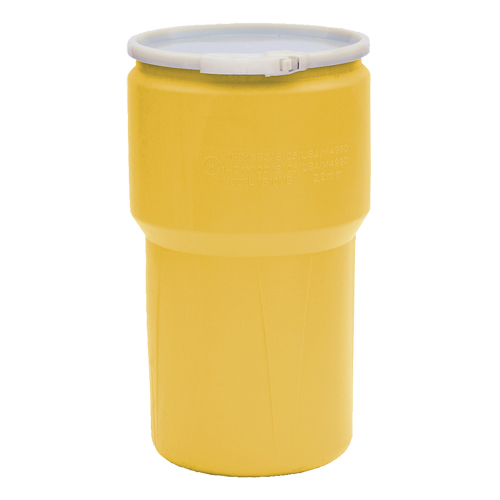 Baril emboîtable en poly&eacute;thyl&egrave;ne, 14 gal. US (11,7 gal. imp.), Dessus ouvert, Jaune Fastek