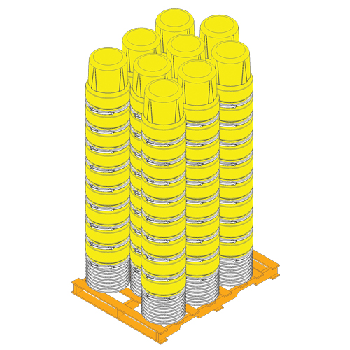 Baril emboîtable en poly&eacute;thyl&egrave;ne, 10 gal. US (8,33 gal. imp.), Dessus ouvert, Jaune Fastek