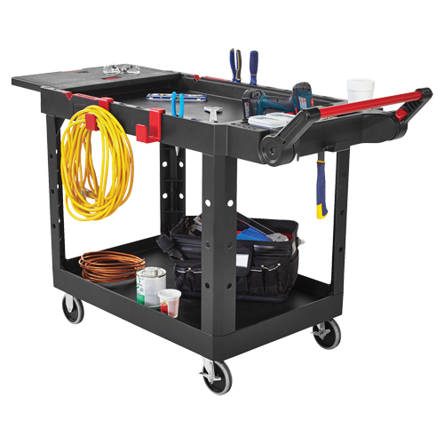 Chariot utilitaire robuste et polyvalent, 2 tiers, 25-1/5" x 36" x 51-1/2", Capacit&eacute; 500 lb Fastek