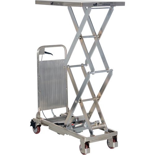 Manual Hydraulic Scissor Lift Table, 27-1/2" L x 17-3/4" W, Partial Stainless Steel, 220 lbs. Capacity Fastek
